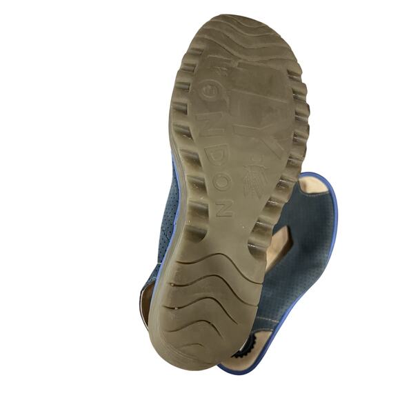 FLY London Yala Perforated Wedge Sandal Blue Suede Size 40 EU/9 US - Picture 6 of 7